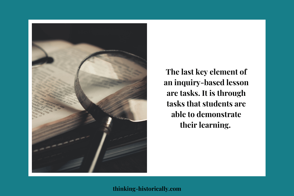 An explanation that explains that tasks are a key element to inquiry learning