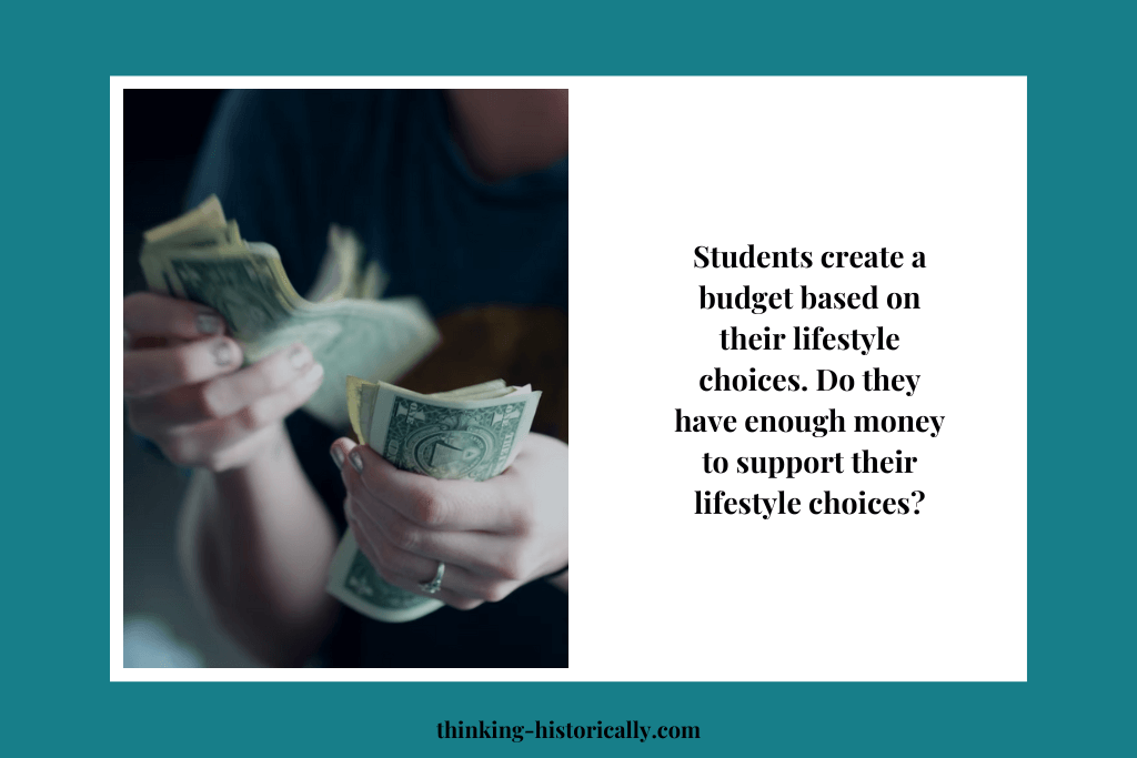 Image that explains students can create a budget for a high school economics project. 