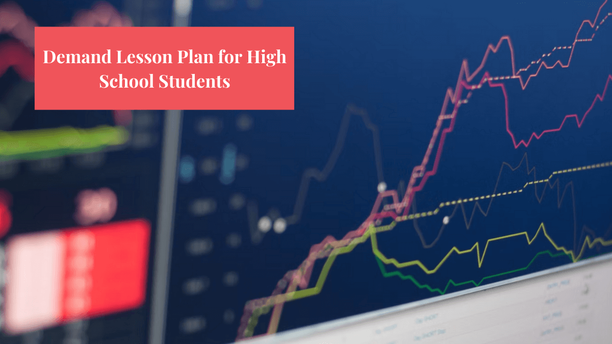 An image of graphs with text that says, "Demand lesson plans for high school students."